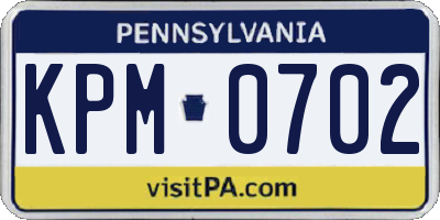 PA license plate KPM0702