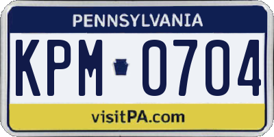 PA license plate KPM0704