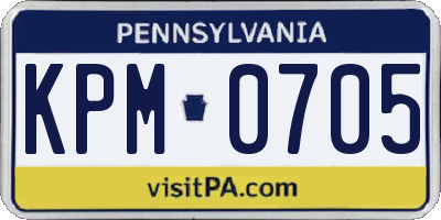 PA license plate KPM0705