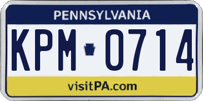 PA license plate KPM0714