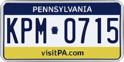 PA license plate KPM0715