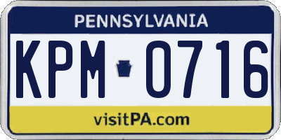 PA license plate KPM0716