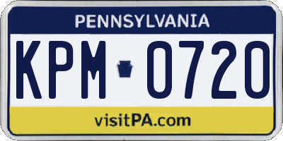 PA license plate KPM0720