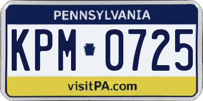 PA license plate KPM0725