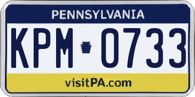 PA license plate KPM0733