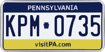 PA license plate KPM0735