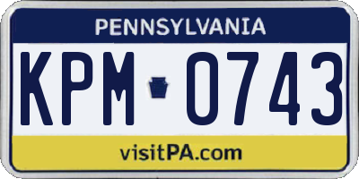 PA license plate KPM0743