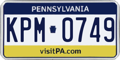 PA license plate KPM0749