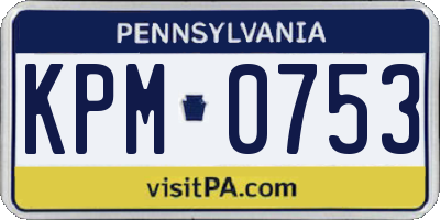 PA license plate KPM0753