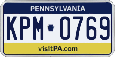 PA license plate KPM0769