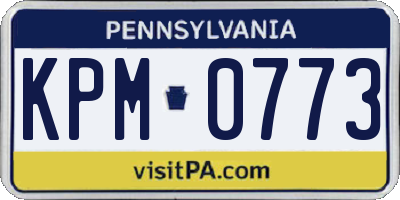 PA license plate KPM0773