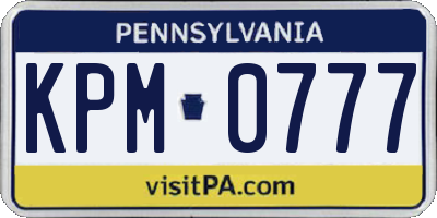 PA license plate KPM0777