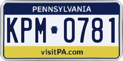 PA license plate KPM0781