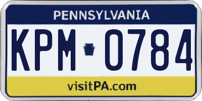 PA license plate KPM0784