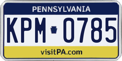 PA license plate KPM0785