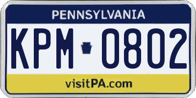 PA license plate KPM0802