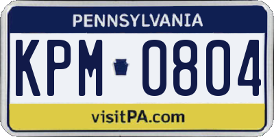 PA license plate KPM0804