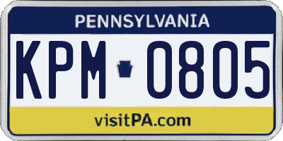 PA license plate KPM0805