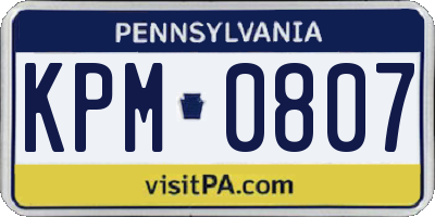 PA license plate KPM0807