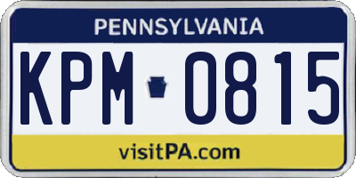 PA license plate KPM0815
