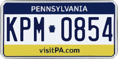PA license plate KPM0854