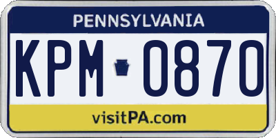 PA license plate KPM0870