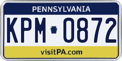 PA license plate KPM0872