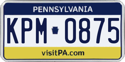 PA license plate KPM0875