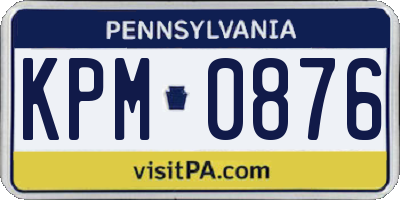 PA license plate KPM0876