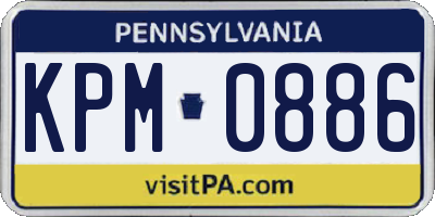 PA license plate KPM0886