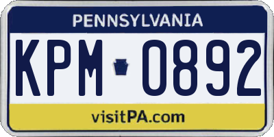 PA license plate KPM0892