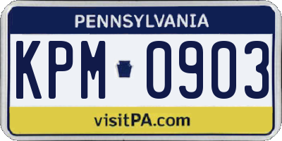 PA license plate KPM0903