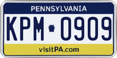 PA license plate KPM0909