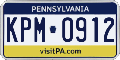 PA license plate KPM0912
