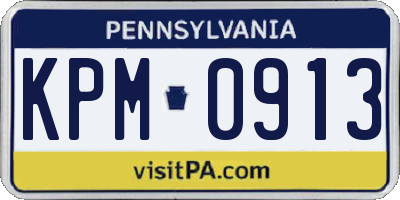 PA license plate KPM0913