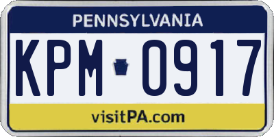 PA license plate KPM0917
