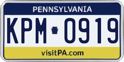 PA license plate KPM0919