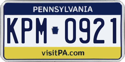 PA license plate KPM0921