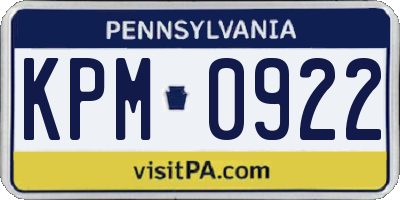 PA license plate KPM0922