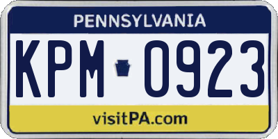 PA license plate KPM0923