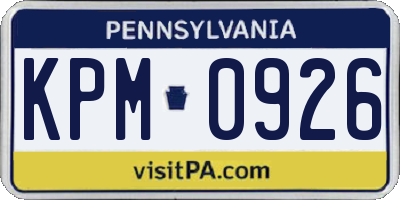 PA license plate KPM0926