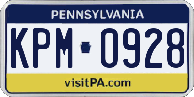 PA license plate KPM0928