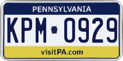 PA license plate KPM0929