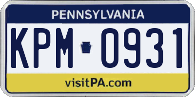 PA license plate KPM0931