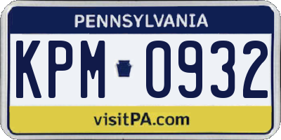 PA license plate KPM0932