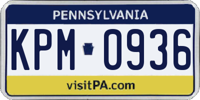 PA license plate KPM0936