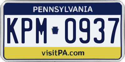 PA license plate KPM0937