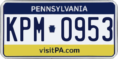 PA license plate KPM0953