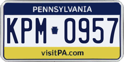 PA license plate KPM0957
