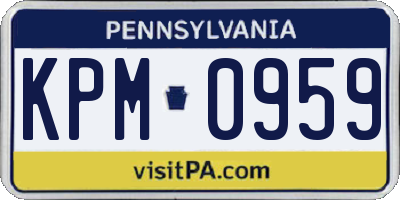 PA license plate KPM0959